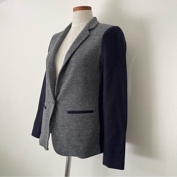 J. Crew Contrast Wool blend Gray blazer preowned size 4 - Picture 2 of 7